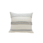 Lumbar Pillow Cover Woven Cotton Tufted & Braided Stripe