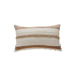 Lumbar Pillow Cover Woven Cotton Tufted & Braided Stripe