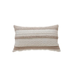 Lumbar Pillow Cover Woven Cotton Tufted & Braided Stripe