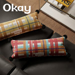 Lumbar Pillow Cover Woven Plaid Hidden Zipper & Reinforced Seams