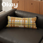 Lumbar Pillow Cover Woven Plaid Hidden Zipper & Reinforced Seams