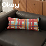 Lumbar Pillow Cover Woven Plaid Hidden Zipper & Reinforced Seams