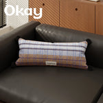 Lumbar Pillow Cover Woven Plaid Hidden Zipper & Reinforced Seams