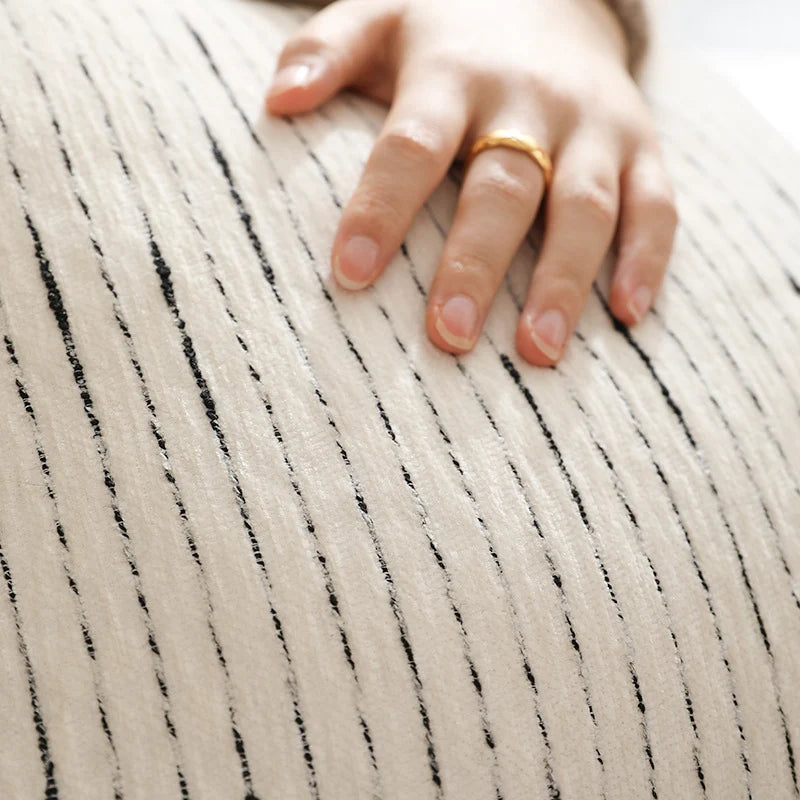 Lumbar Pillow Linen-Like Texture Structured Support Removable Zipper Cover