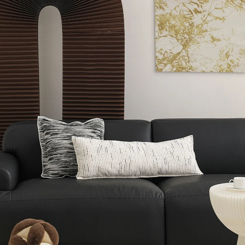 Lumbar Pillow Linen-Like Texture Structured Support Removable Zipper Cover