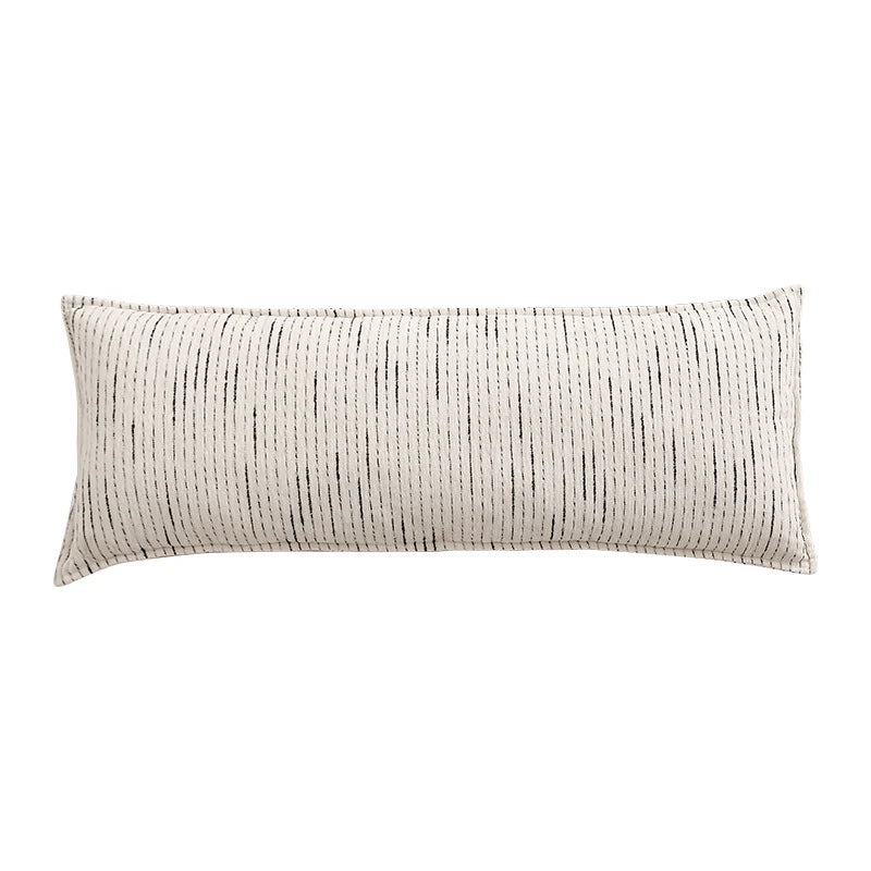 Lumbar Pillow Linen-Like Texture Structured Support Removable Zipper Cover