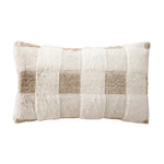 Lumbar Pillow Plush Faux Fur Wavy Quilted 30x50 cm