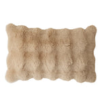 Lumbar Pillow Plush Faux Fur Wavy Quilted 30x50 cm