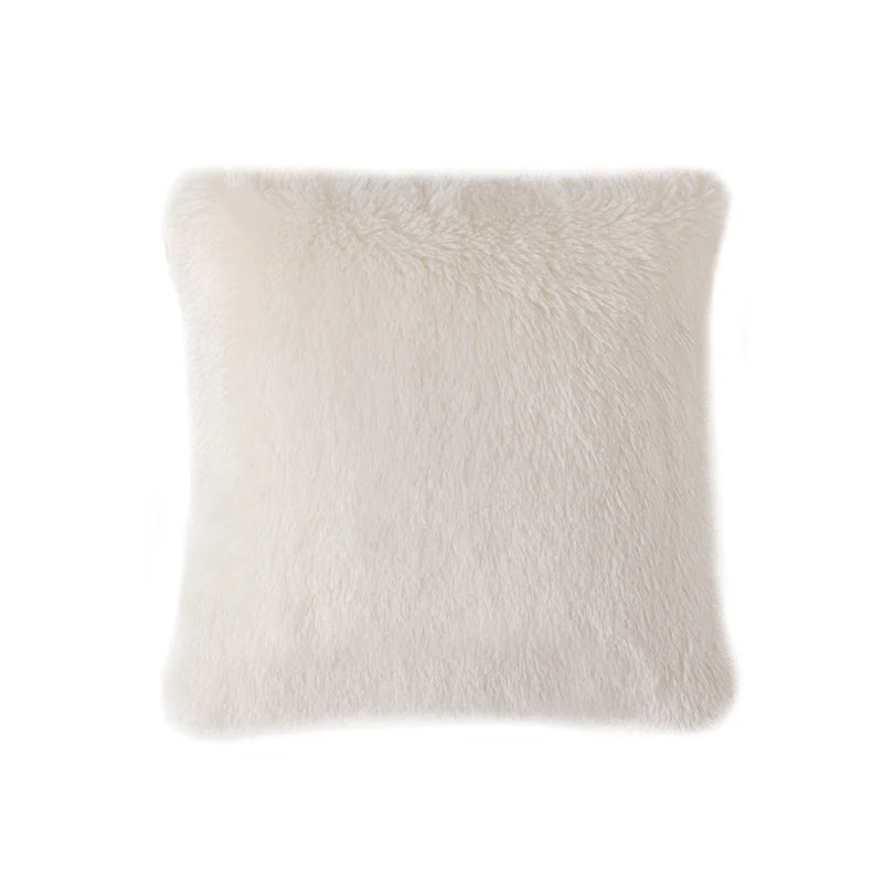 Lumbar Pillow Plush Faux Fur Wavy Quilted 30x50 cm