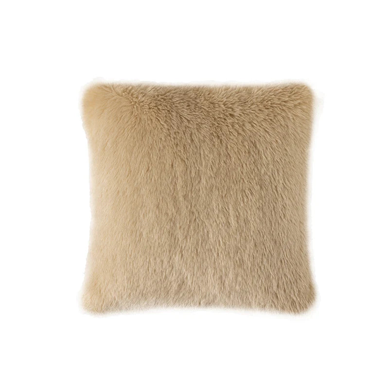 Lumbar Pillow Plush Faux Fur Wavy Quilted 30x50 cm