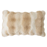 Lumbar Pillow Plush Faux Fur Wavy Quilted 30x50 cm