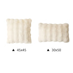 Lumbar Pillow Plush Faux Fur Wavy Quilted 30x50 cm