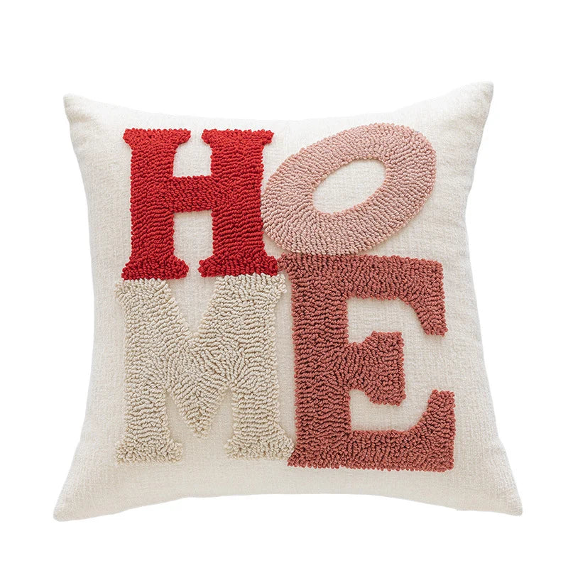 Lumbar Pillow Tufted Letter Plush Fill & Removable Cover