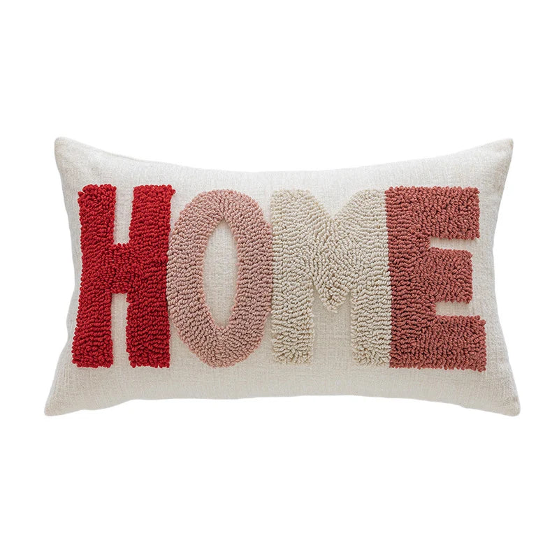 Lumbar Pillow Tufted Letter Plush Fill & Removable Cover