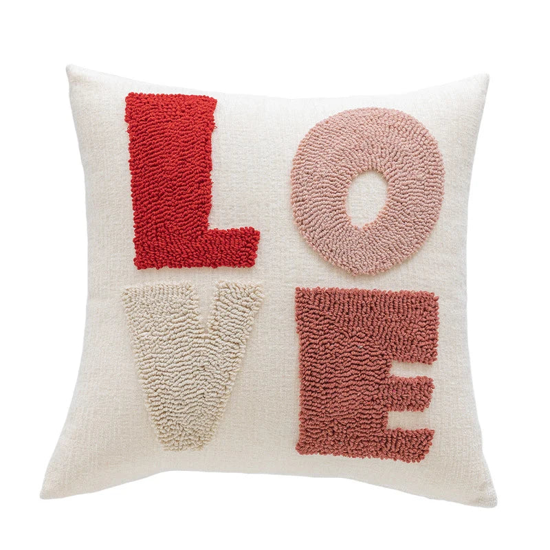 Lumbar Pillow Tufted Letter Plush Fill & Removable Cover