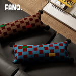 Lumbar Pillow Velvet Jacquard Checkerboard 12 x 28