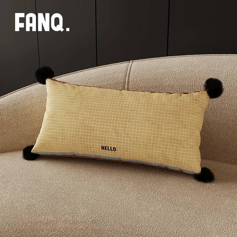 Lumbar Pillow Velvet Jacquard Checkerboard 12 x 28