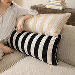 Lumbar Pillow Woven Striped Cover Hypoallergenic Fill