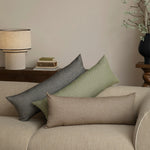 Lumbar Support Pillow Ergonomic Contour Removable Linen-Look Cover