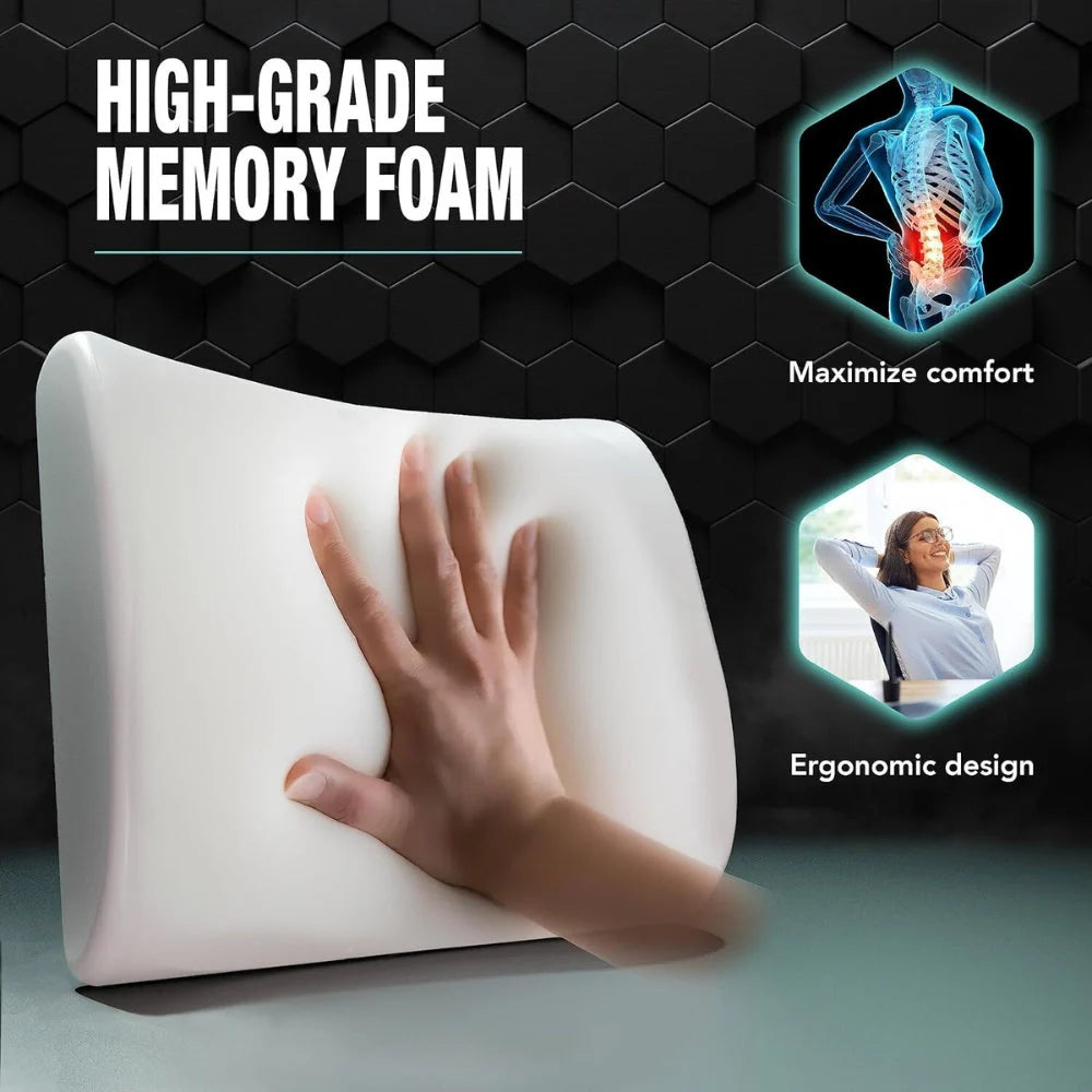 Lumbar Support Pillow Ergonomic Contoured Memory Foam Universal Fit