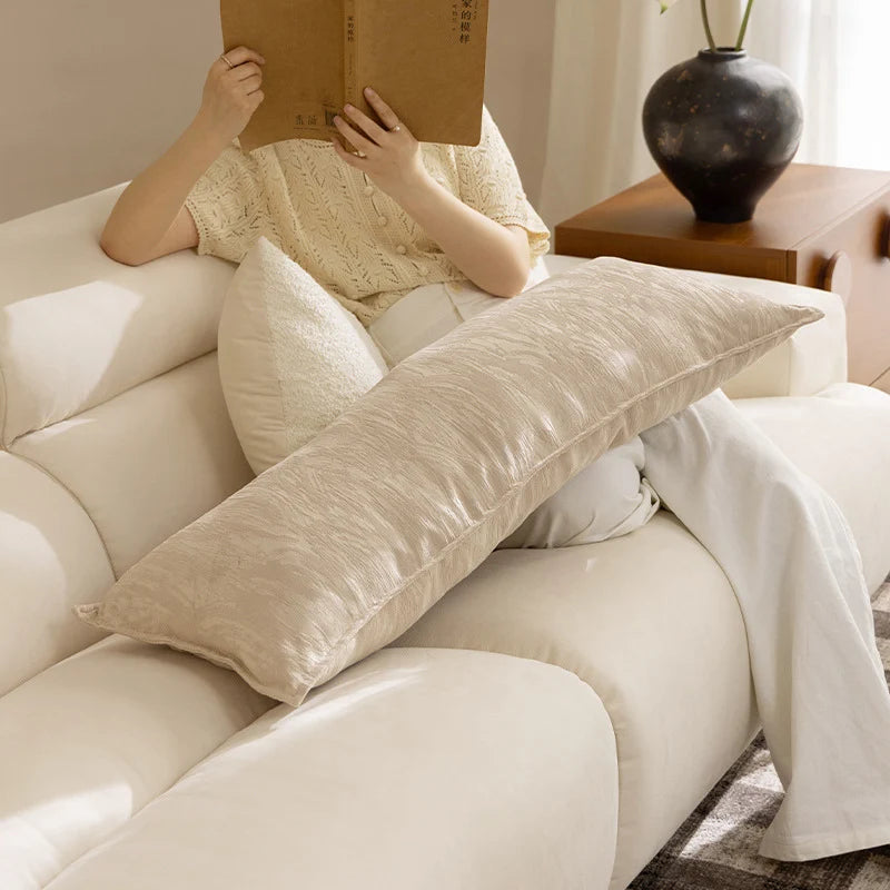 Lumbar Support Pillow Extra-Long Contoured Removable Boucle Cover