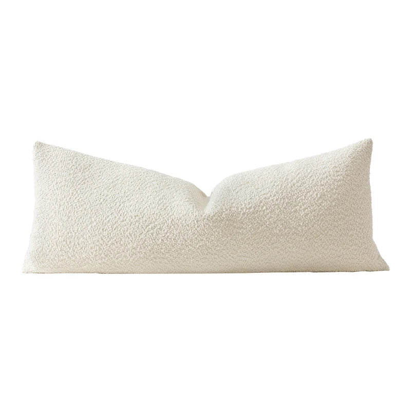 Lumbar Support Pillow Extra-Long Contoured Removable Boucle Cover