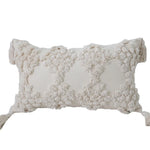 Lumbar Throw Pillow Hand-Tufted Oversized Tassels Removable Cotton Cover