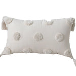 Lumbar Throw Pillow Hand-Tufted Oversized Tassels Removable Cotton Cover