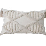 Lumbar Throw Pillow Hand-Tufted Oversized Tassels Removable Cotton Cover
