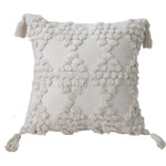 Lumbar Throw Pillow Hand-Tufted Oversized Tassels Removable Cotton Cover