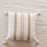 Lumbar Throw Pillow Handwoven Jute Stripe Tassel Corners