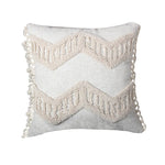 Lumbar Throw Pillow Linen-Blend Tufted Crochet Removable Cover