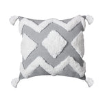 Lumbar Throw Pillow Linen-Blend Tufted Crochet Removable Cover