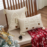 Lumbar Throw Pillow Raised Chenille Embroidery Tassel Corners