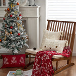 Lumbar Throw Pillow Raised Chenille Embroidery Tassel Corners