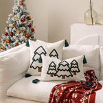 Lumbar Throw Pillow Raised Chenille Embroidery Tassel Corners