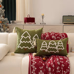 Lumbar Throw Pillow Raised Chenille Embroidery Tassel Corners