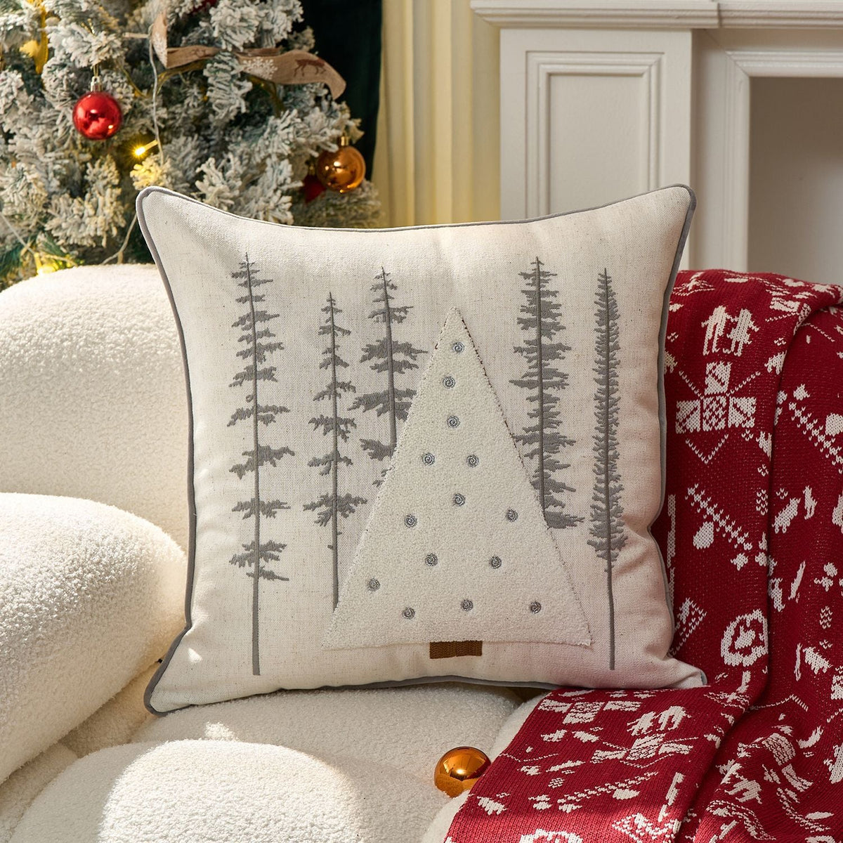 Lumbar Throw Pillow Tufted Chenille Woven Cover & Piped Edge