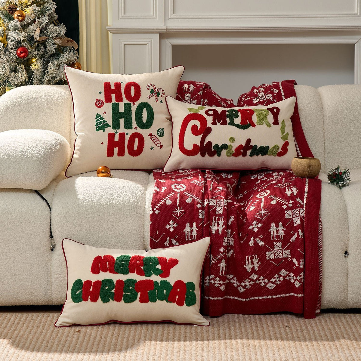 Lumbar Throw Pillow Tufted Chenille Woven Cover & Piped Edge