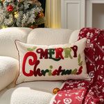 Lumbar Throw Pillow Tufted Chenille Woven Cover & Piped Edge