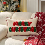 Lumbar Throw Pillow Tufted Chenille Woven Cover & Piped Edge