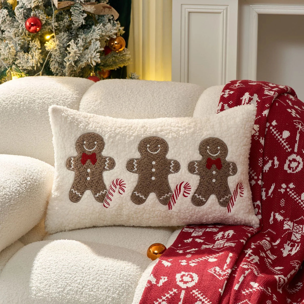 Lumbar Throw Pillow Tufted Chenille Woven Cover & Piped Edge