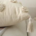 Lumbar Throw Pillow Woven Cotton Tufted Diamond & Tassels