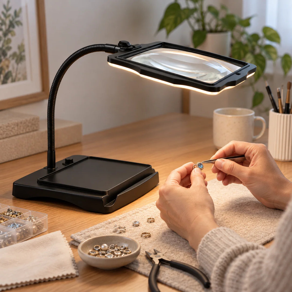 Magnifying Desk Lamp 3X LED Flexible Gooseneck Arm