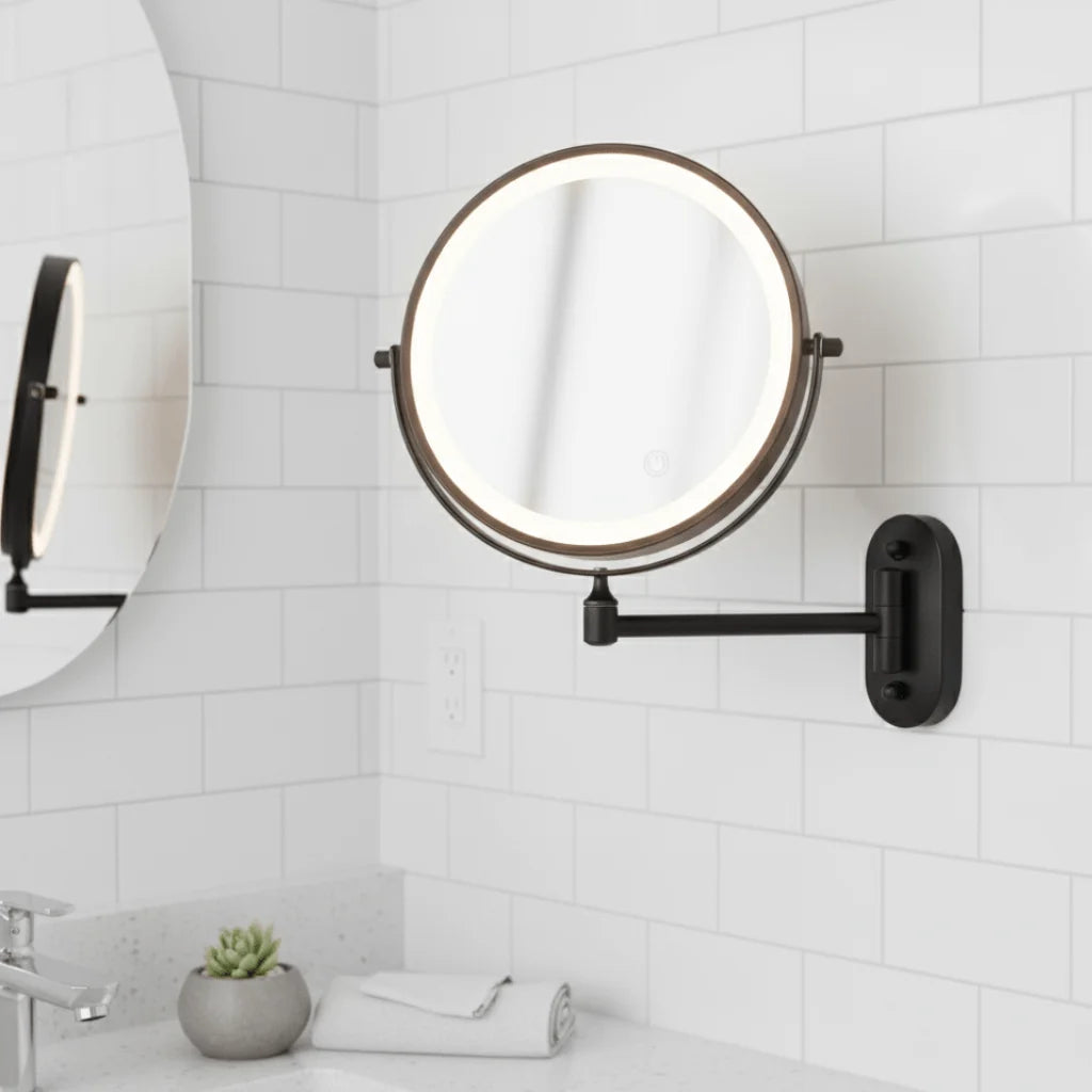 Makeup Mirror Dimmable LED 3×–10× Magnification Rechargeable Cordless
