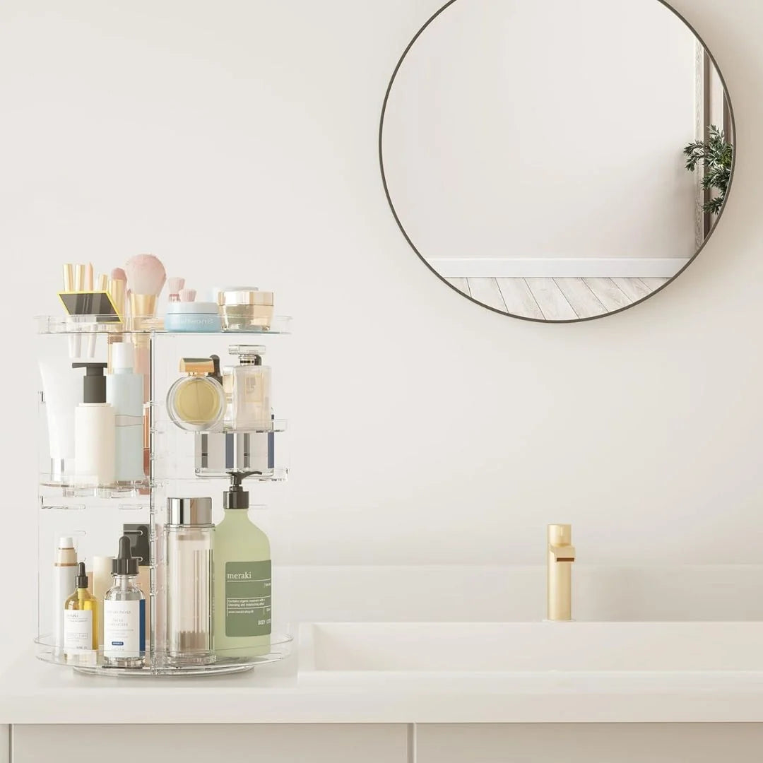 Makeup Organizer 360° Rotating & Adjustable Shelves