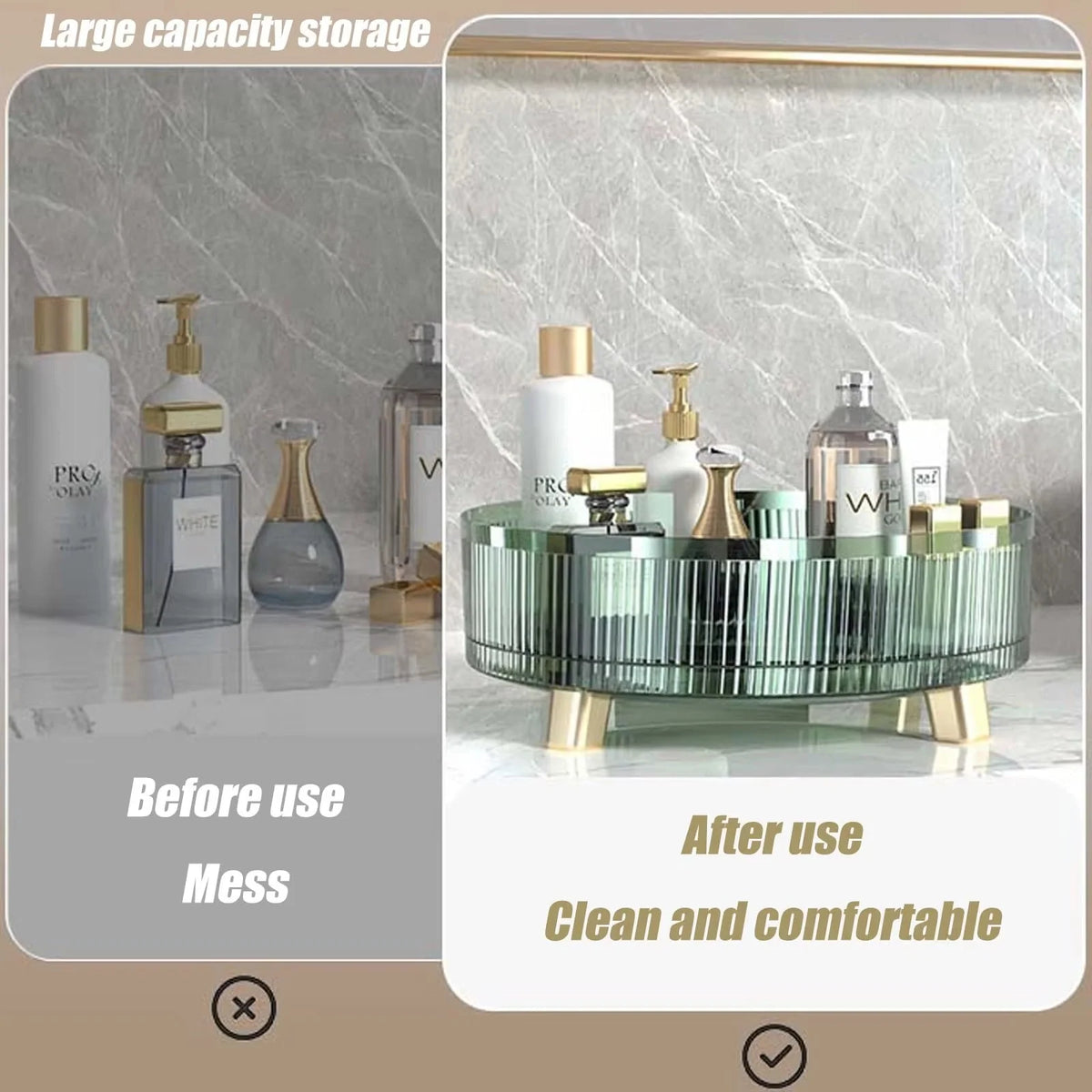 Makeup Organizer 360° Rotating Clear Plastic Space-Saving