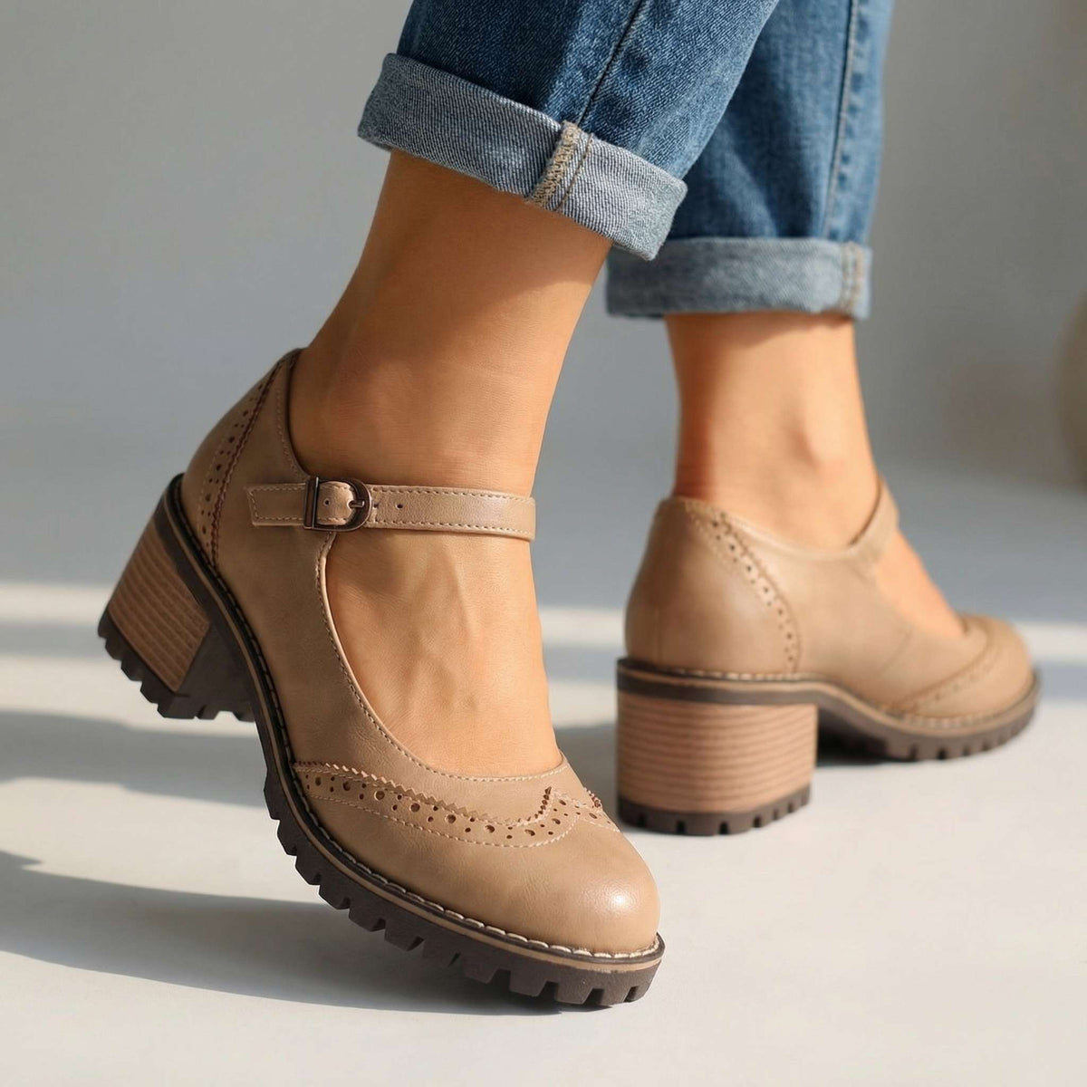 Mary Jane Shoes Adjustable Strap Cushioned Non-Slip