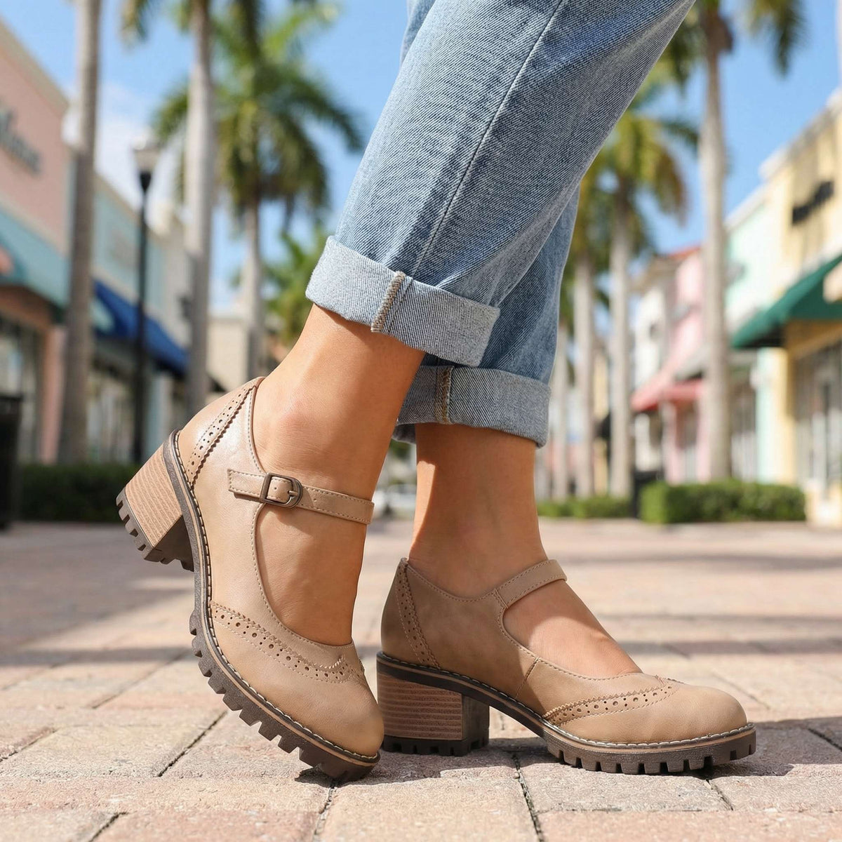 Mary Jane Shoes Adjustable Strap Cushioned Non-Slip