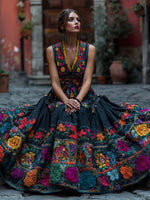 Maxi Dress Floral Print Sleeveless V-Neck